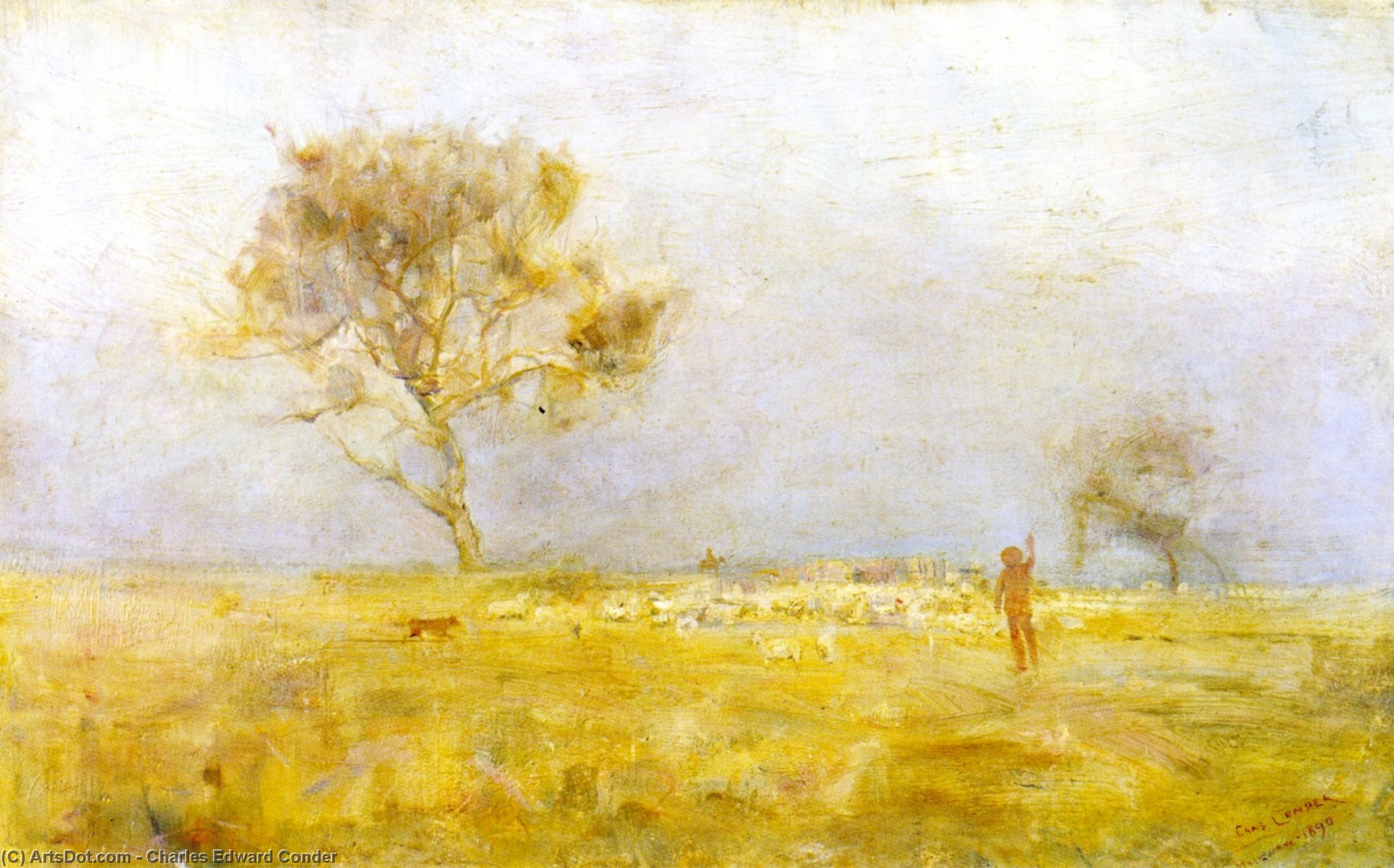 While Daylight Lingers (also Known As The Evening Star Or Yarding Sheep) — Charles Edward Conder