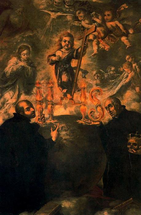 San Ignacio Y San Francisco De Borja Contemplando Una Alegoría De La Eucaristía — Juan De Valdés Leal