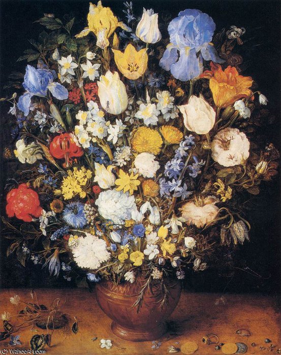 Bouquet In A Clay Vase — Jan Brueghel The Elder