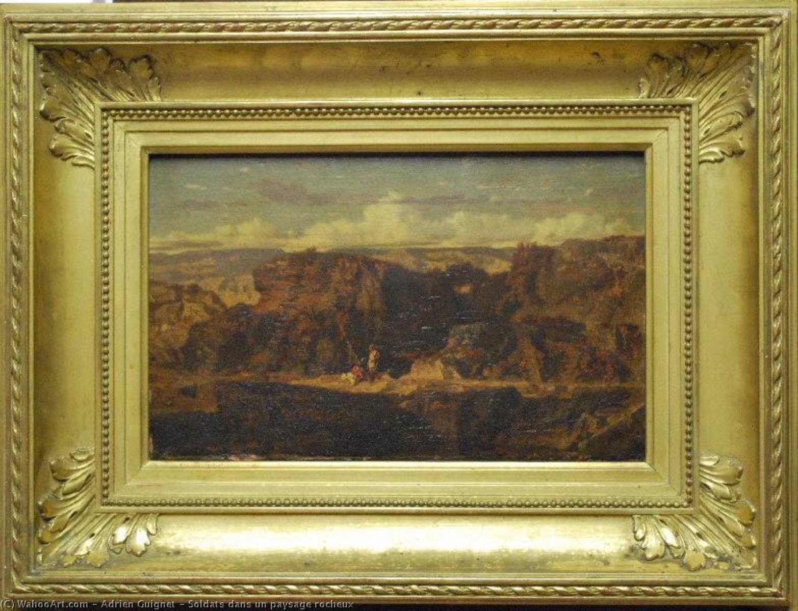 Soldats Dans Un Paysage Rocheux — Guignet Adrien