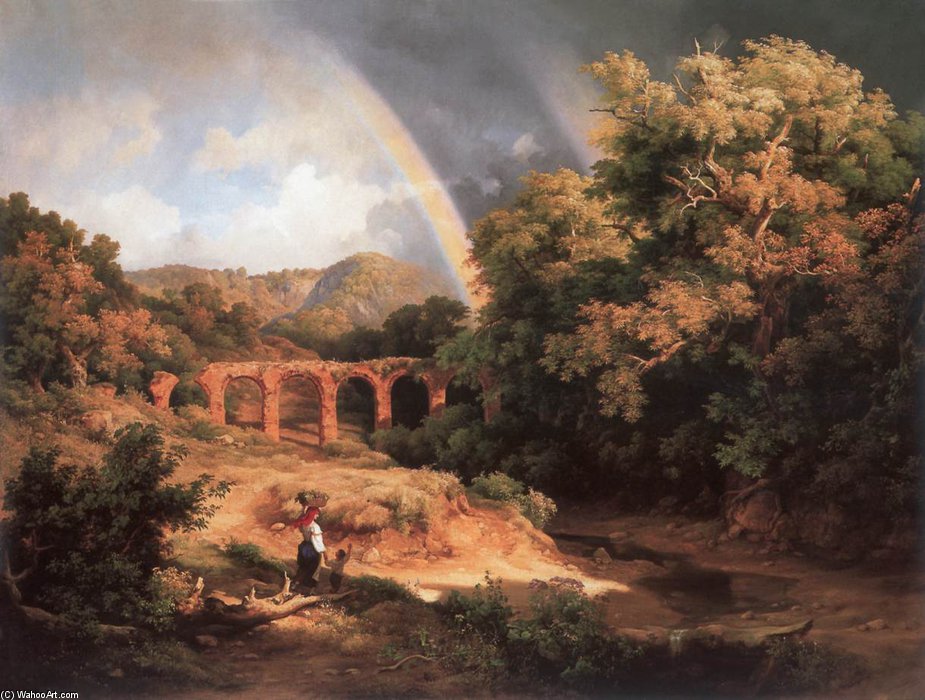 Italian Landscape With Viaduct And Rainbow — Karoly Marko The Elder
