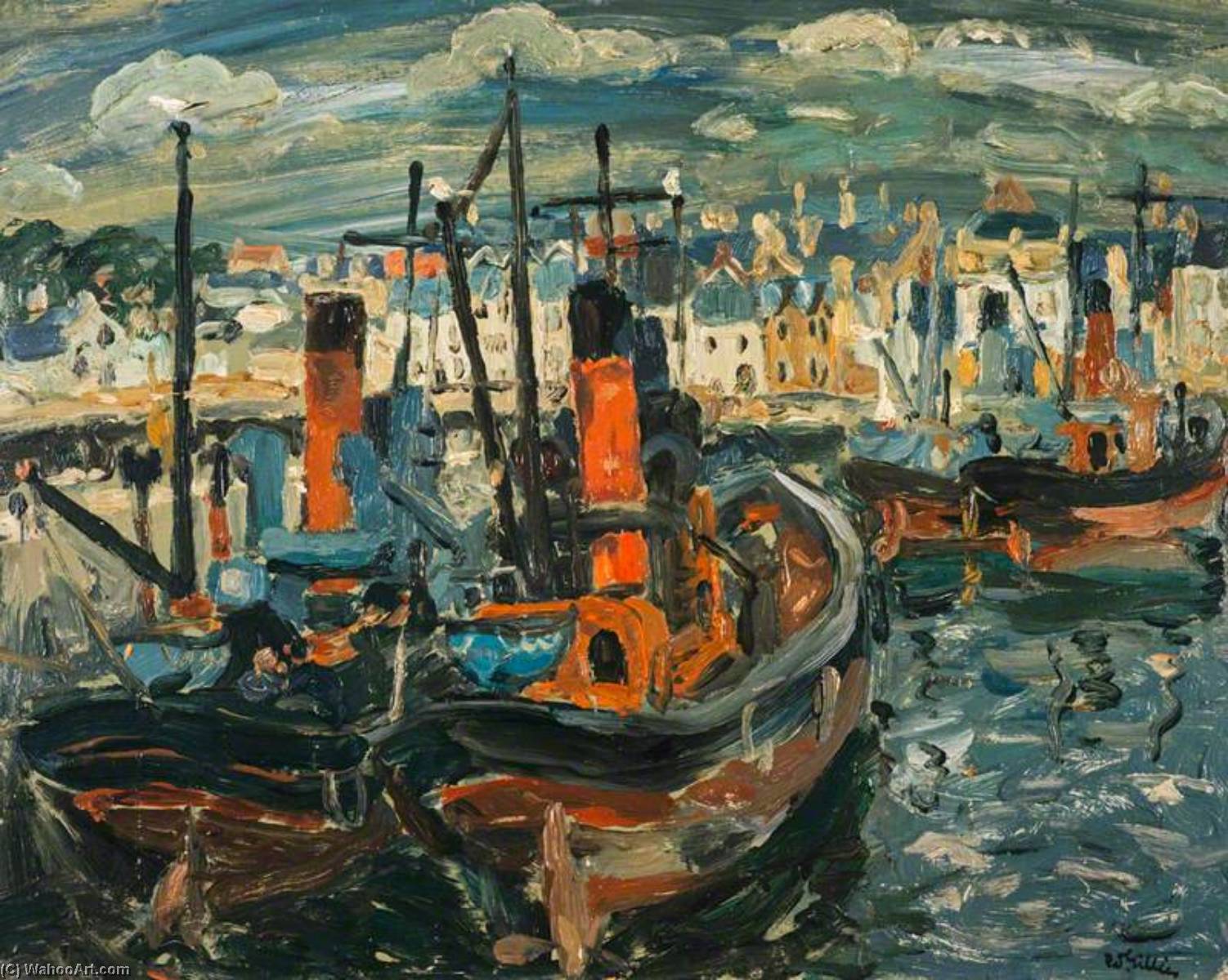 Fishing Boats, Anstruther Harbour — ウィリアム・ジョージ・ギリーズ