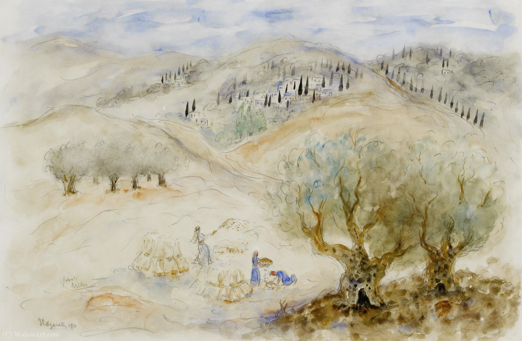 Olive Harvest In Nazareth, (1936) — Reuven Rubin