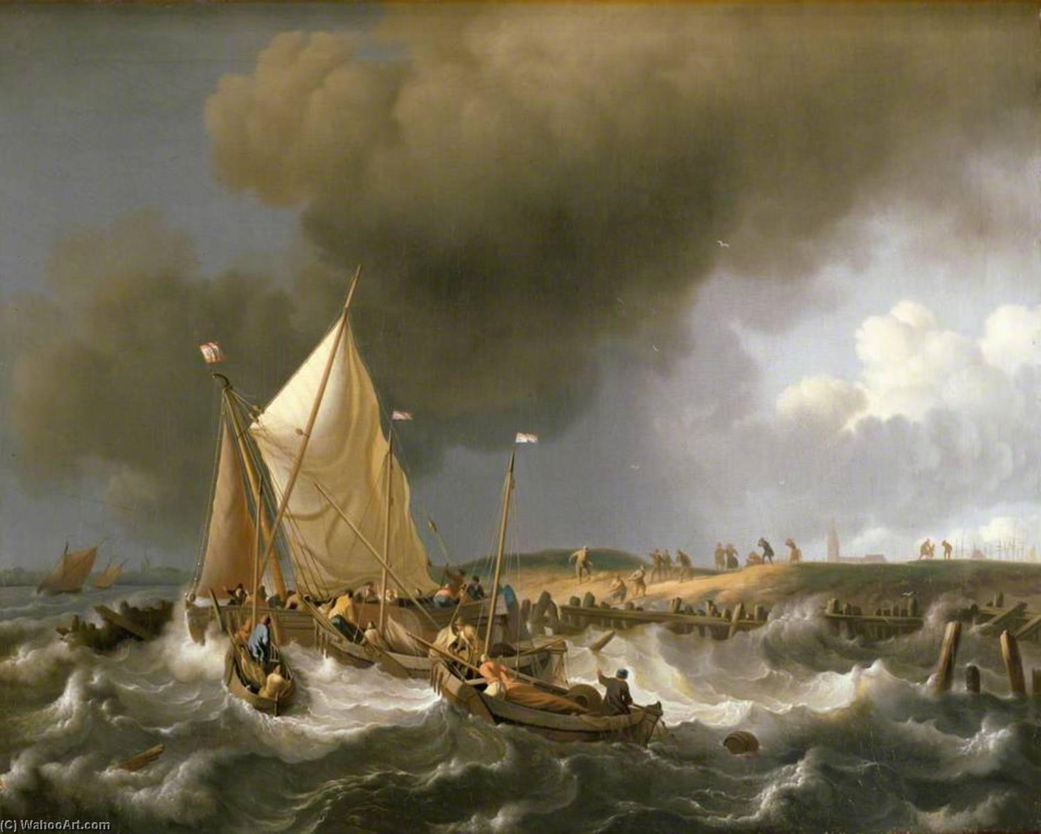 Boats In A Storm — Ludolf Backhuysen I