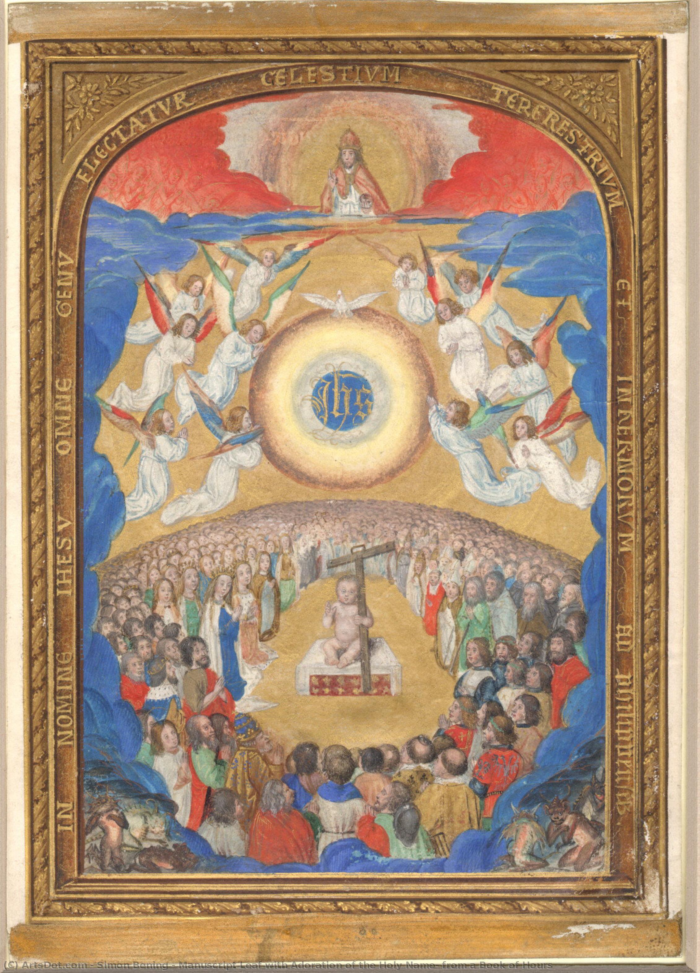 Manuscript Leaf With Adoration Of The Holy Name, From A Book Of Hours — Simon Bening