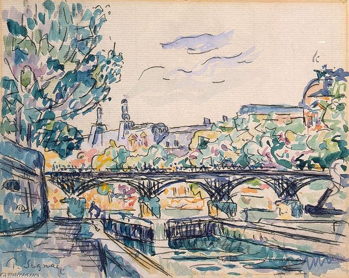 Bank Of The Seine Near The Pont Des Arts With A View Of The — Paul Signac