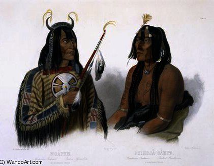 Noapeh, An Assiniboin Indian And Psihdja-sahpa — Karl Bodmer