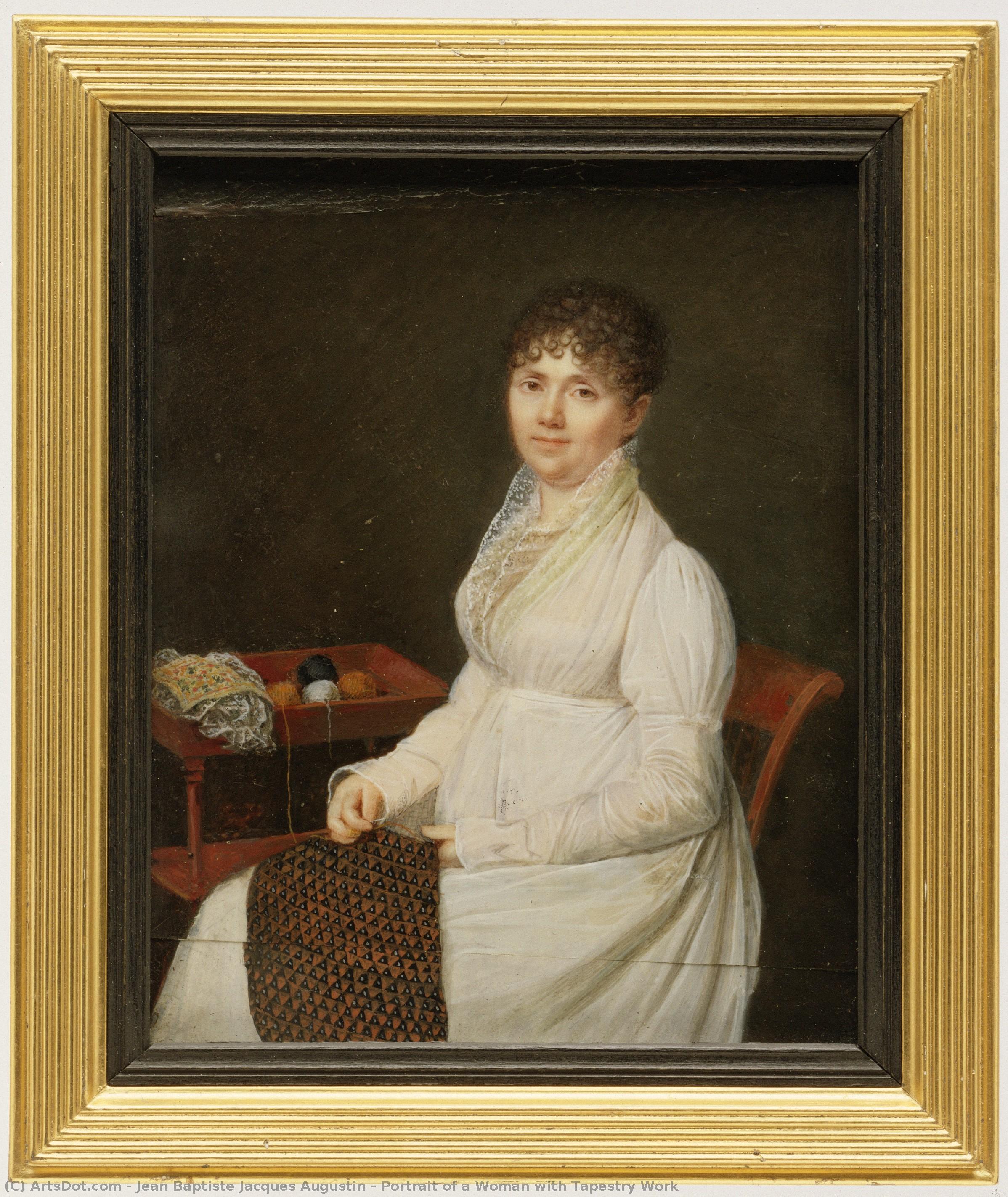 Portrait Of A Woman With Tapestry Work — Jean-baptiste Jacques Augustin