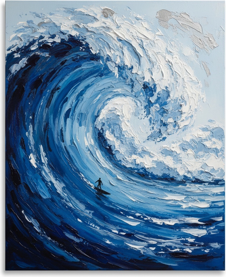 Eternal Surge: A Monumental Study Of Cerulean Motion And Sculptural White Foam — Christian Noiret