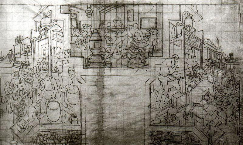 Squared Study For South Wall Of Missouri Mural — Thomas Hart Benton