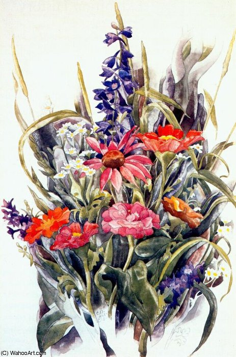Zinnias Larkspur And Daisies — Charles Demuth