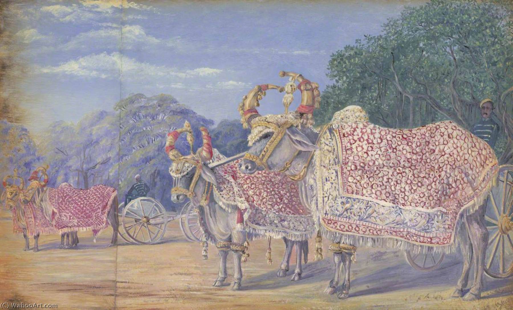 Decorated Oxen Drawing State Gun Carriages, Baroda — Marijana Nort