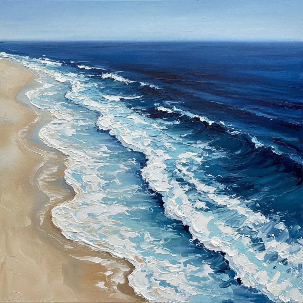 Rhythmic Tides In Navy And Sand: A Sculptural Study Of Oceanic Serenity — Christian Noiret