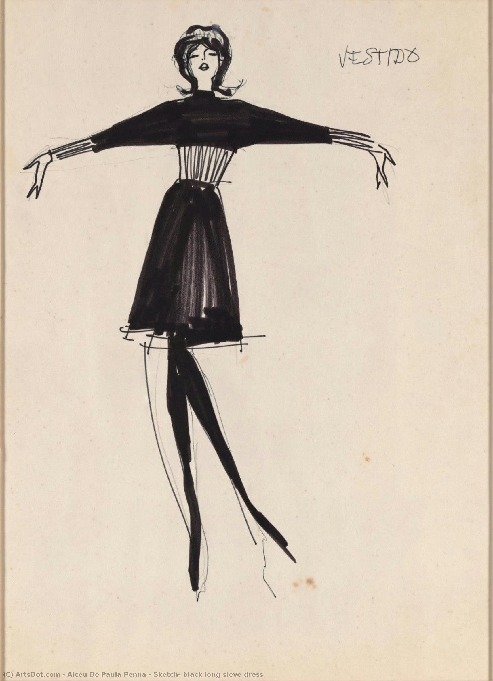Sketch, Black Long Sleve Dress — Alceu De Paula Penna