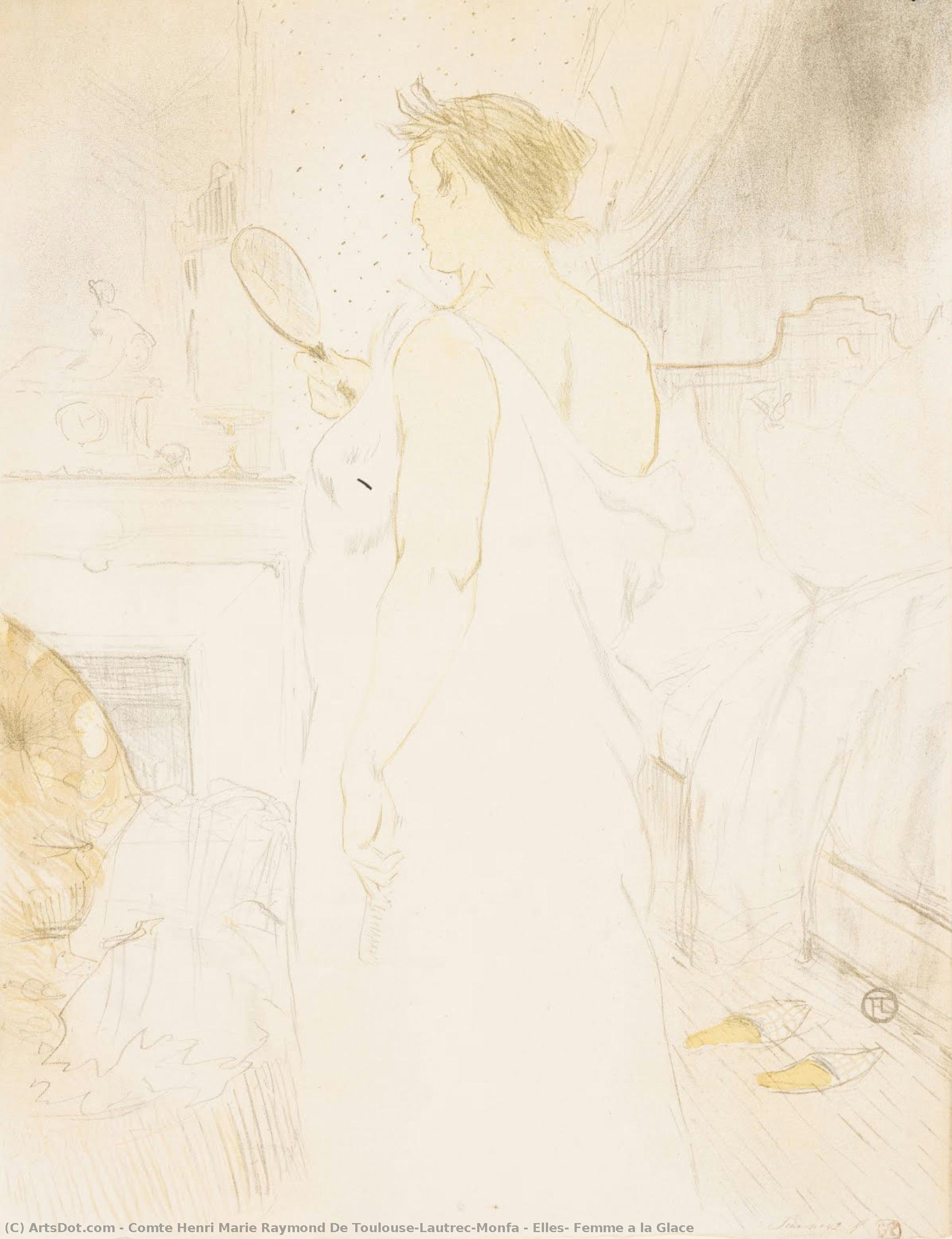 Elles, Femme A La Glace — Henri De Toulouse-lautrec