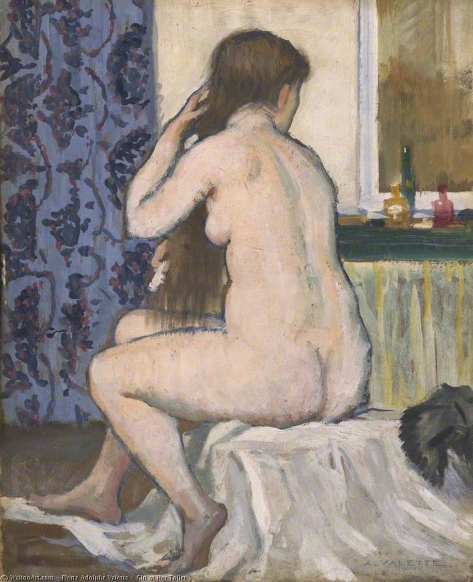 Girl At Her Toilet — Pierre Adolphe Valette