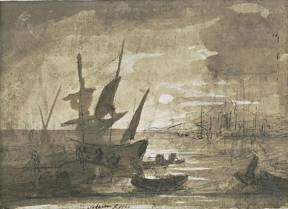 Many Boats Docked At A Port — Salvator Rosa