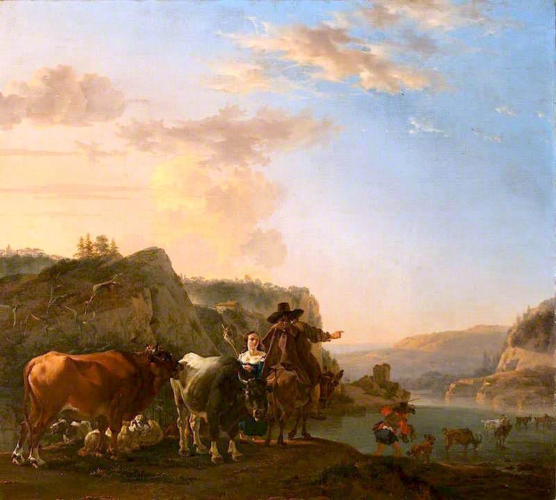 A Landscape With Peasants (also Known As Landscape With Herdsmen Fording A River) — Jan Asselijn
