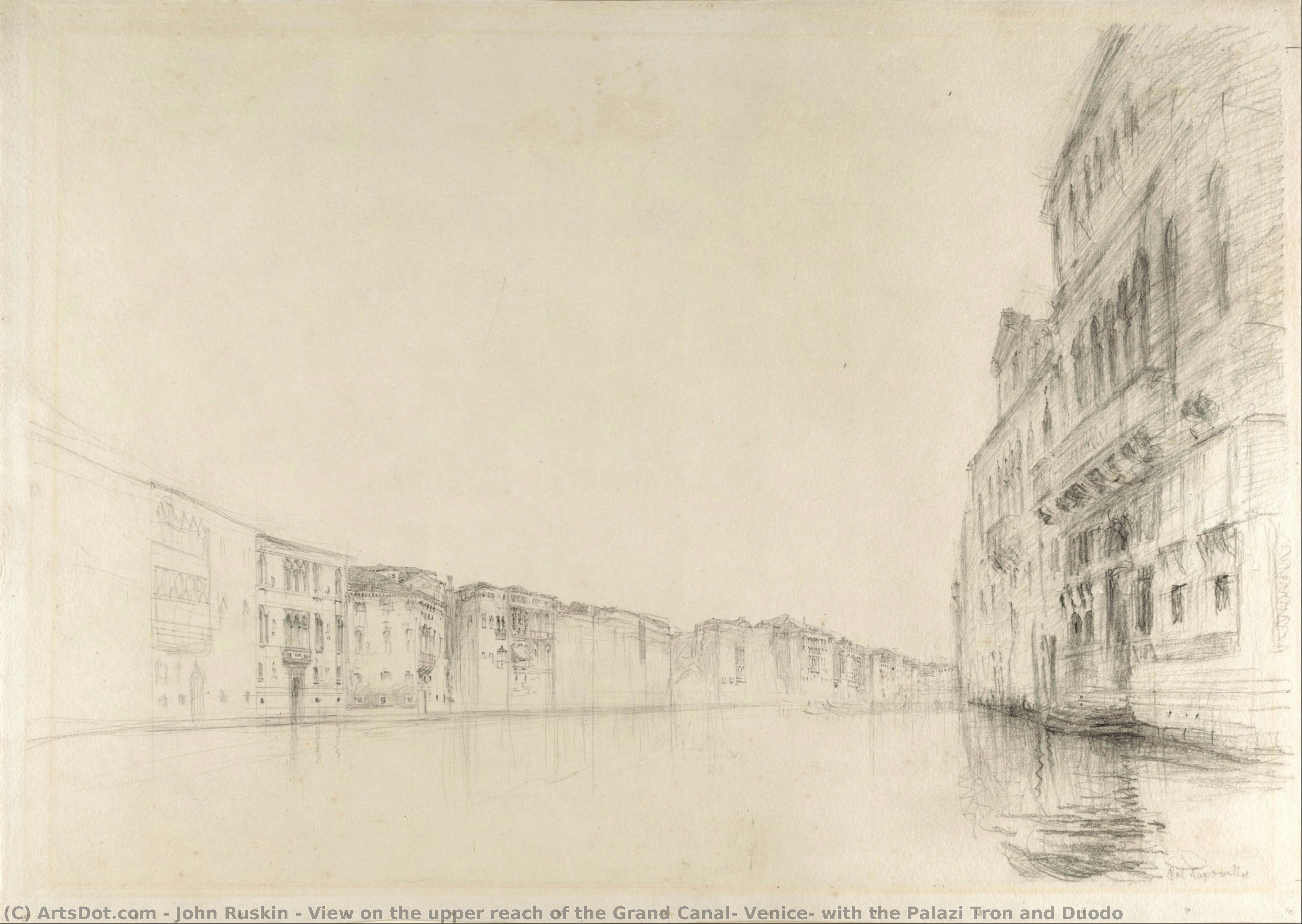 View On The Upper Reach Of The Grand Canal, Venice, With The Palazi Tron And Duodo — ジョン・ラスキン