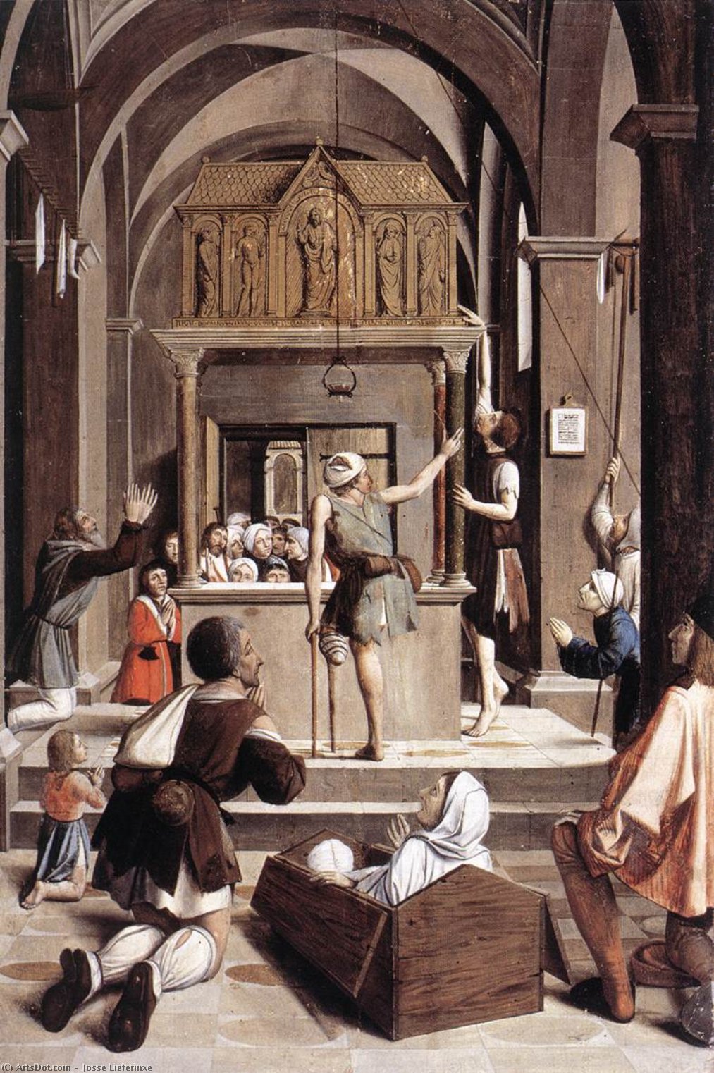 Pilgrims At The Tomb Of St Sebastian — Josse Lieferinxe