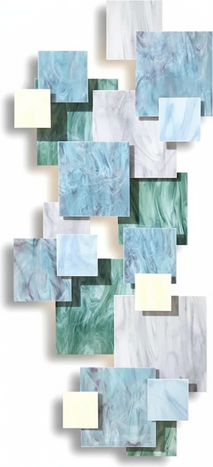 Swirling Blue & Green Abstract Wall Sculpture