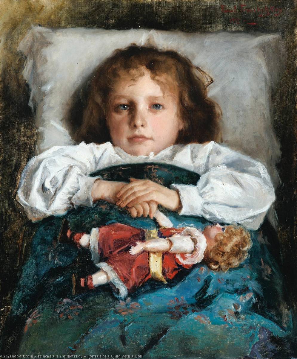 Portrait Of A Child With A Doll — Prince Paul Troubetzkoy