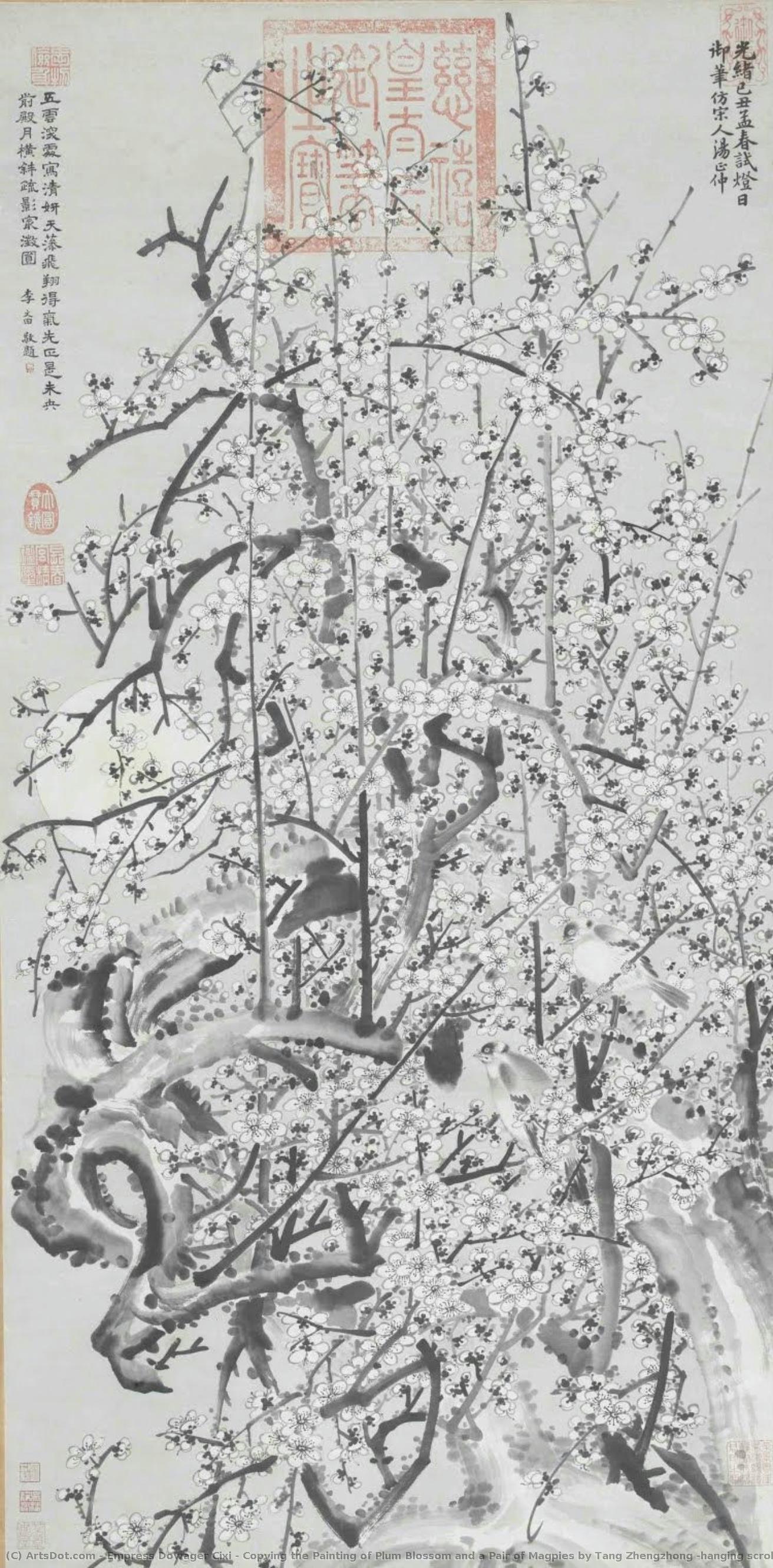 Copying The Painting Of Plum Blossom And A Pair Of Magpies By Tang Zhengzhong (hanging Scroll) — Kaiserinwitwe Cixi