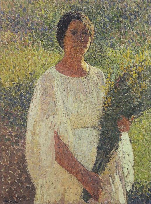 Girl With Flowers — Henri Jean Guillaume Martin