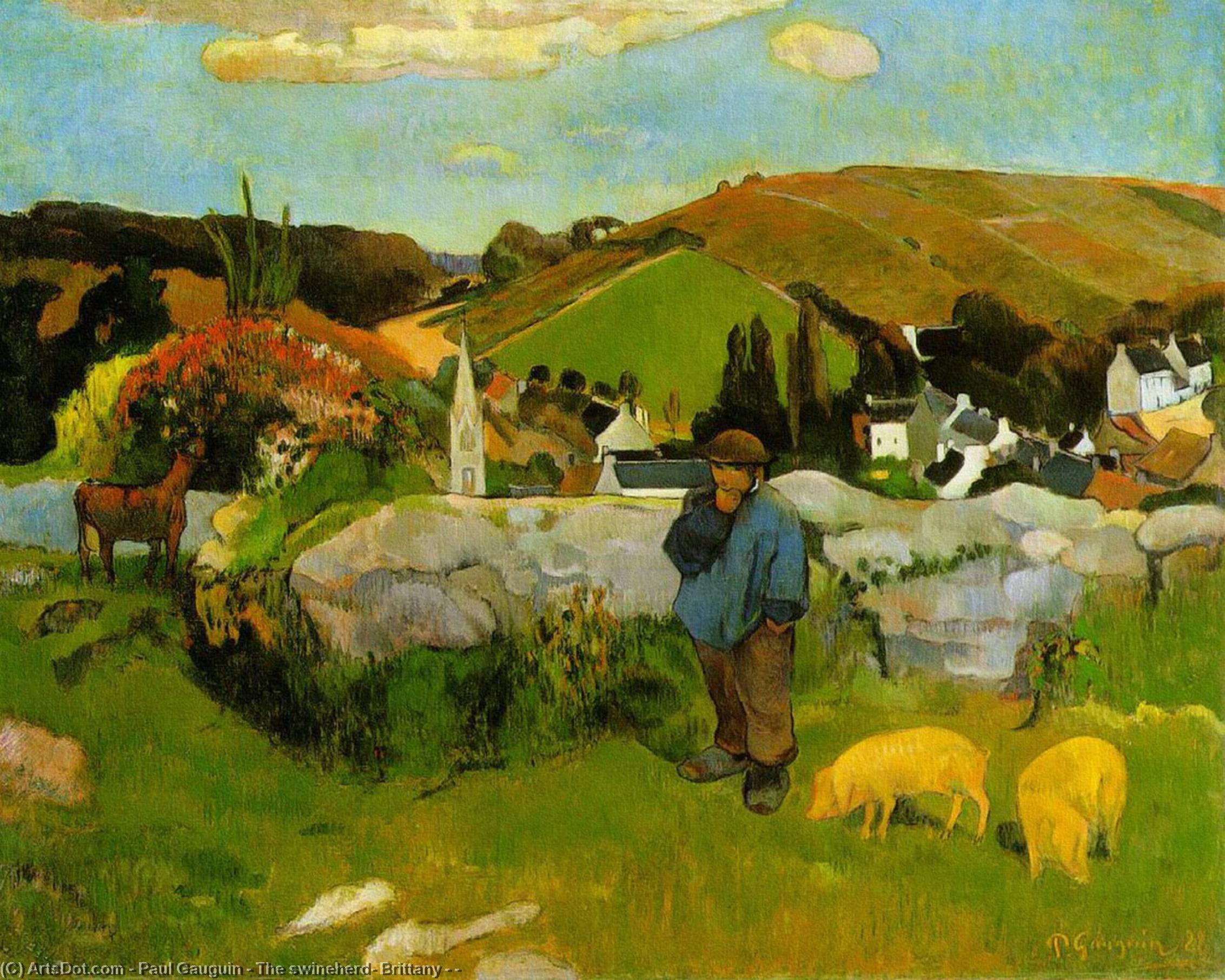 El Pastor De Cerdos, Brittany – – — Eugène Henri Paul Gauguin