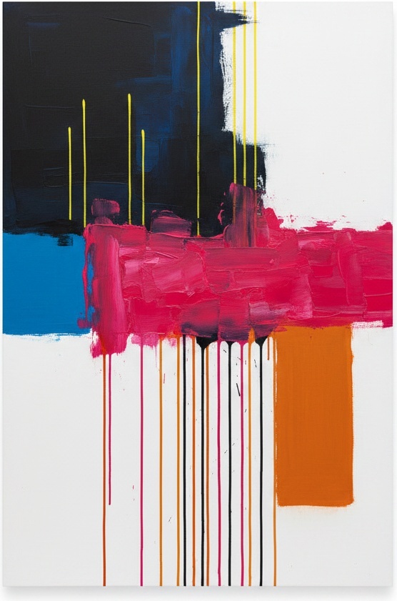 Fragmented Resonance: A Monumental Study Of Magenta Impasto And Kinetic Gravity — Christian Noiret