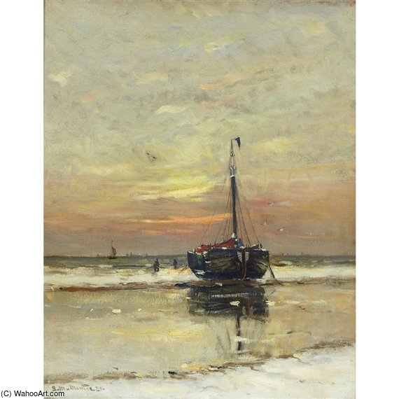 Bomschuit And Fishermen On The Beach — Gerhard Morgenstjerne Munthe