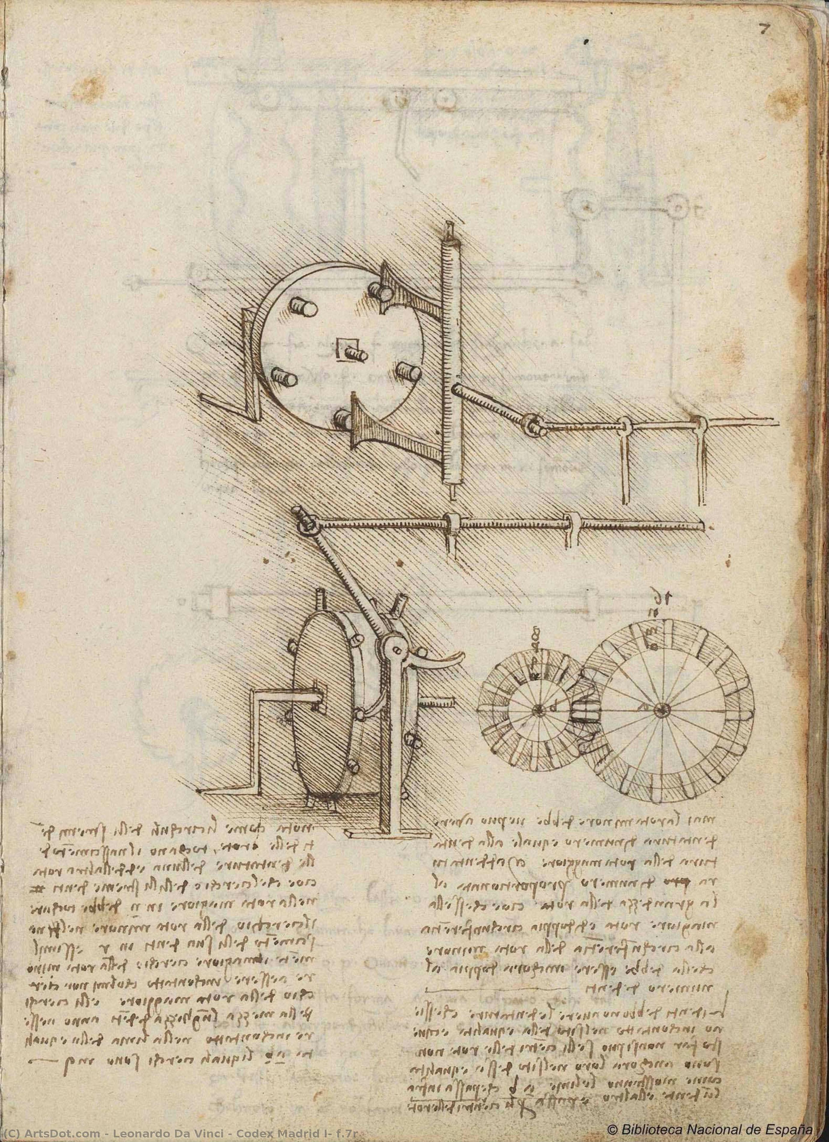 Codex Madrid I, F.7r — Leonardo Da Vinci