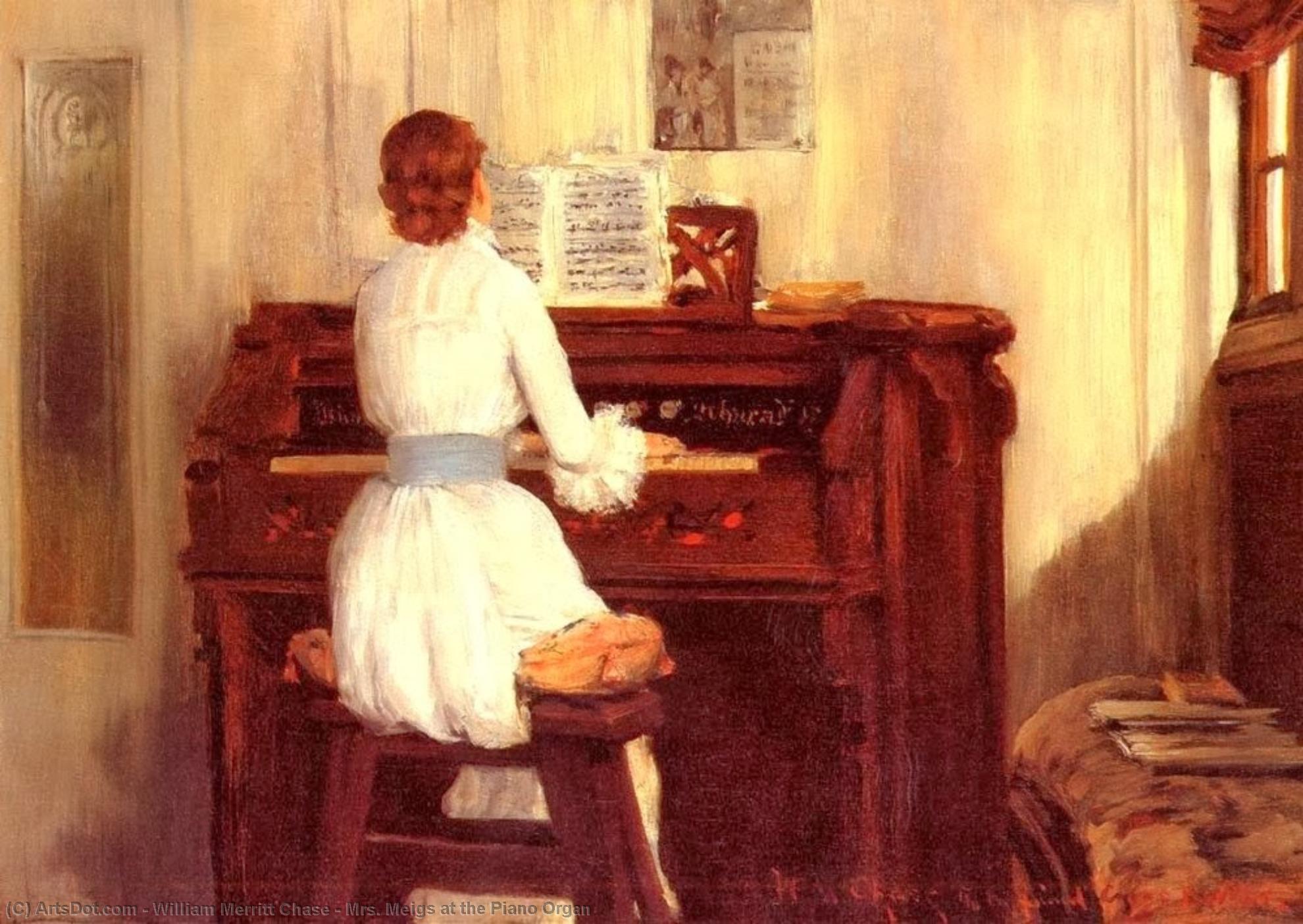 Mrs. Meigs At The Piano Organ — William Merritt Chase