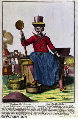 The Soap Maker, C.1735 (coloured Engraving) (see Also (170136)) — Martin Engelbrecht