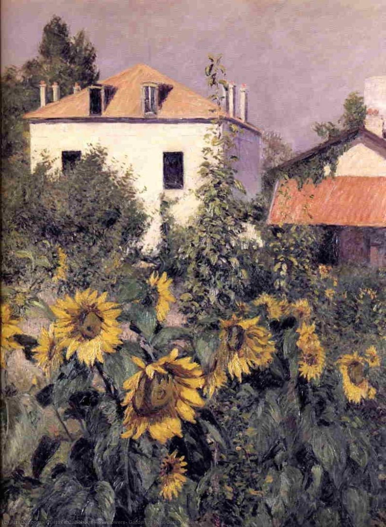 Sunflowers, Garden At Petit Gennevilliers — Gustave Caillebotte