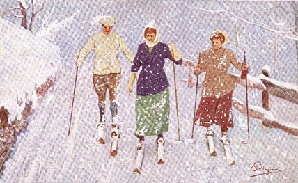 Three Skiers In A Snowstorm — Carlo Pellegrini