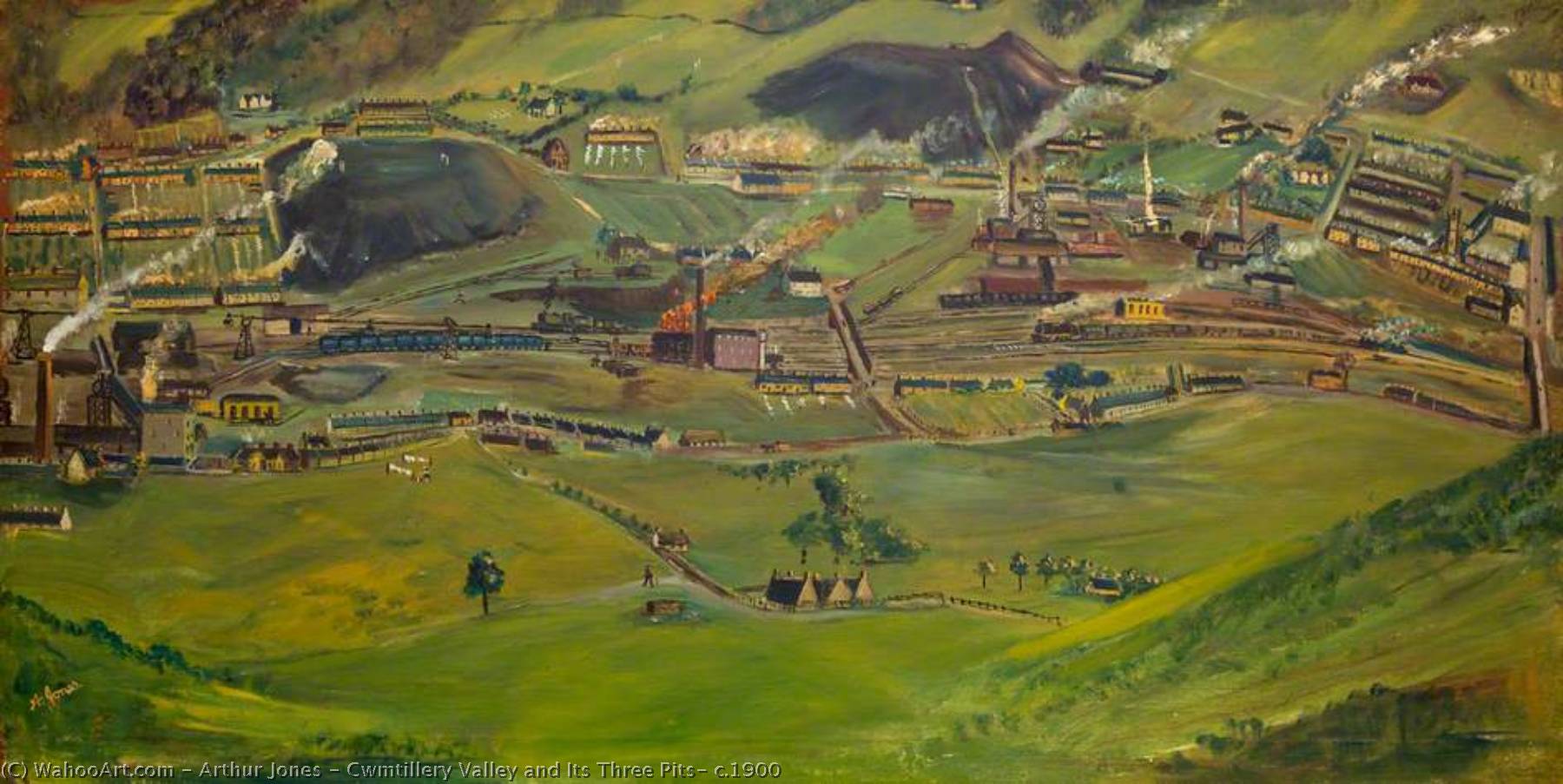 Cwmtillery Valley And Its Three Pits, C.1900 — Arthur Jones