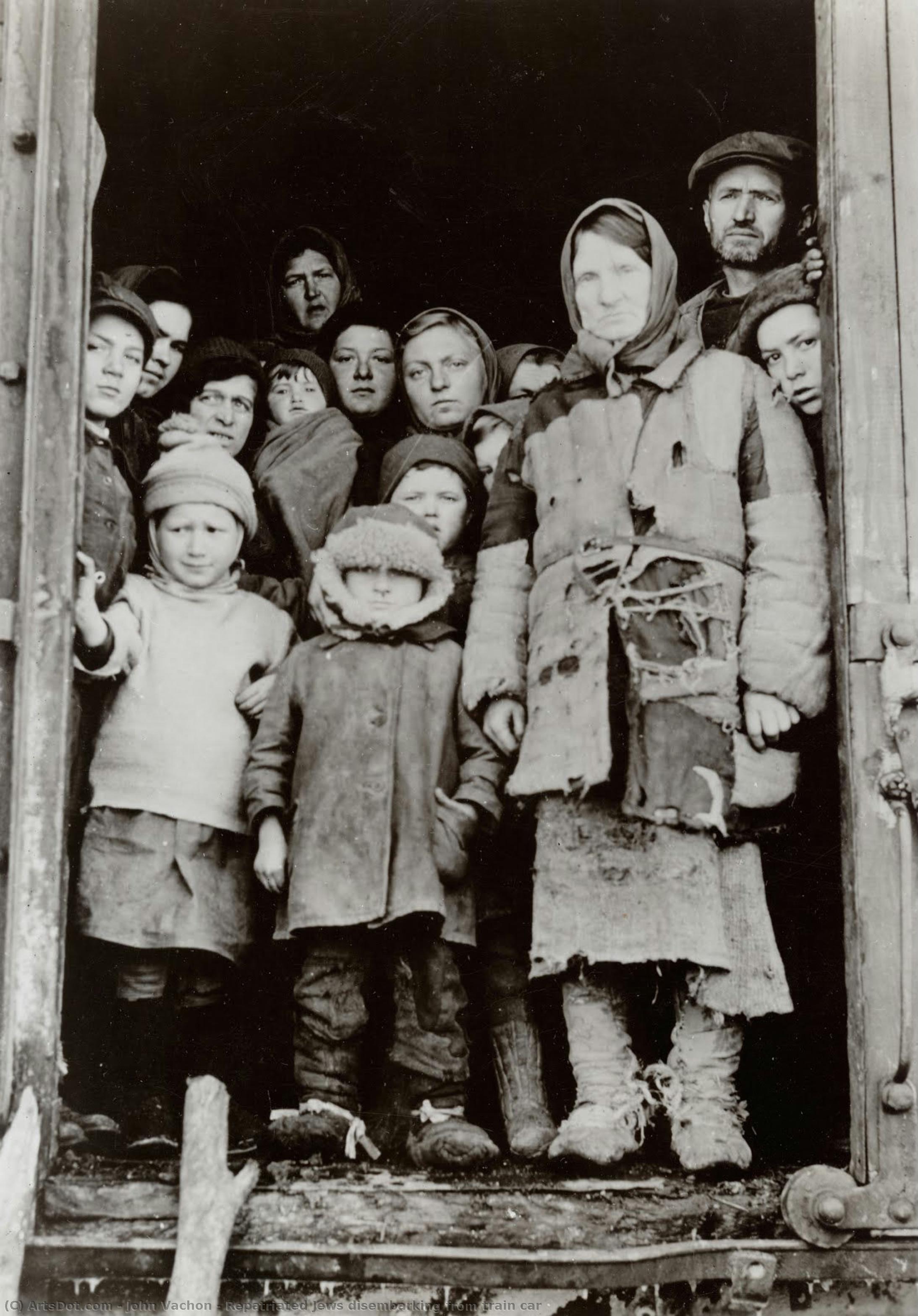 Repatriated Jews Disembarking From Train Car — John Vachon