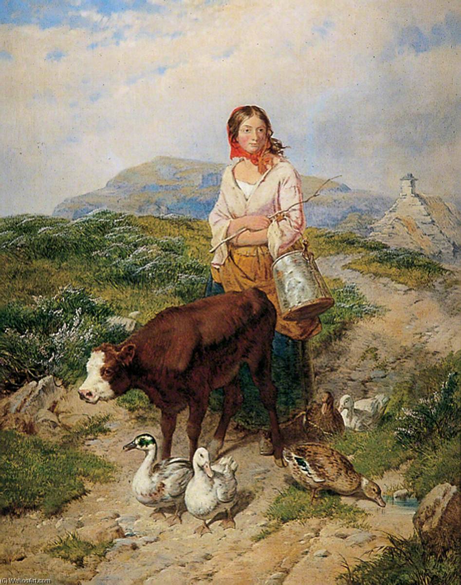 Country Maid Driving Calf And Ducks — Isaac Henzell