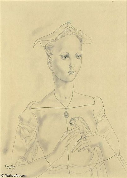 Jeune Fille A L'oiseau — Léonard Tsuguharu Foujita