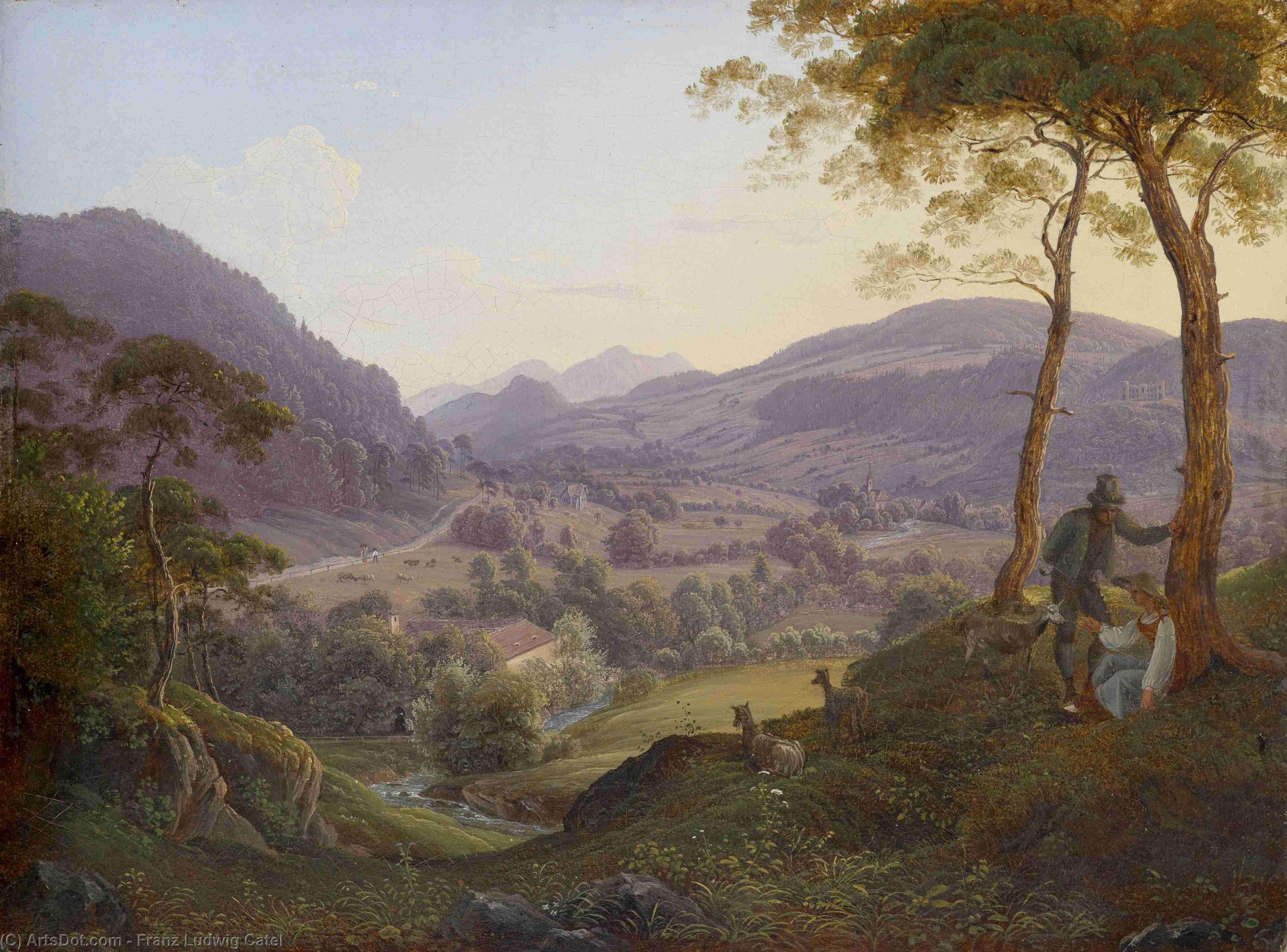 Mountains Near Salzburg With Young Couple — Franz Ludwig Catel