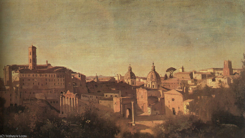 The Forum Seen From The Farnese Gardens, Oil On — Jean-baptiste-camille Corot