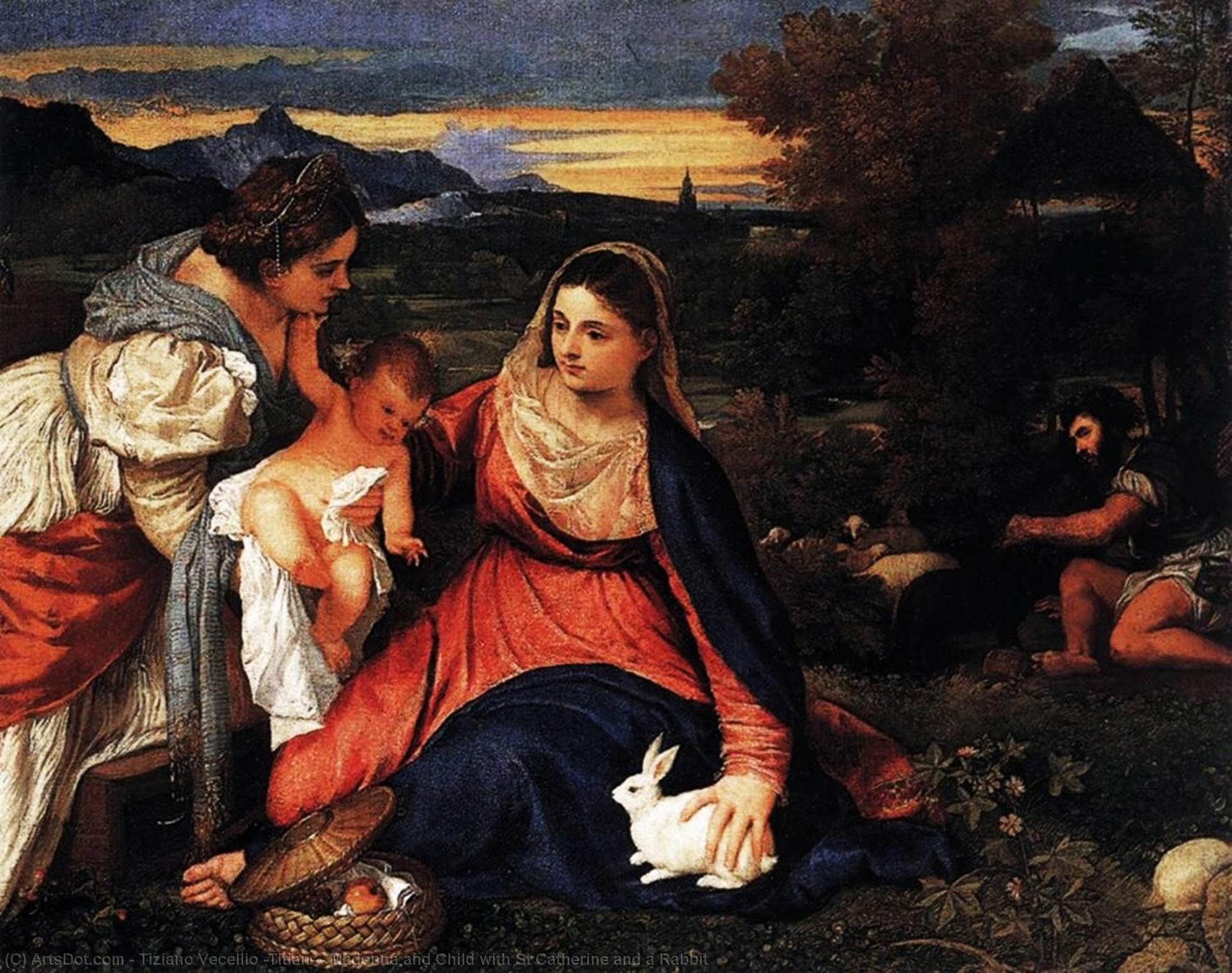 Madonna And Child With St Catherine And A Rabbit — Tiziano
