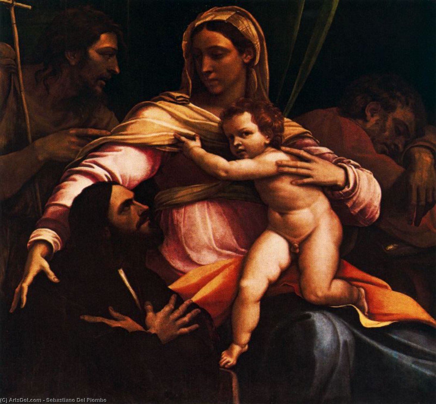 Holy Family With St. John The Baptist And A Donor — Себастијано Дел Пјомбо
