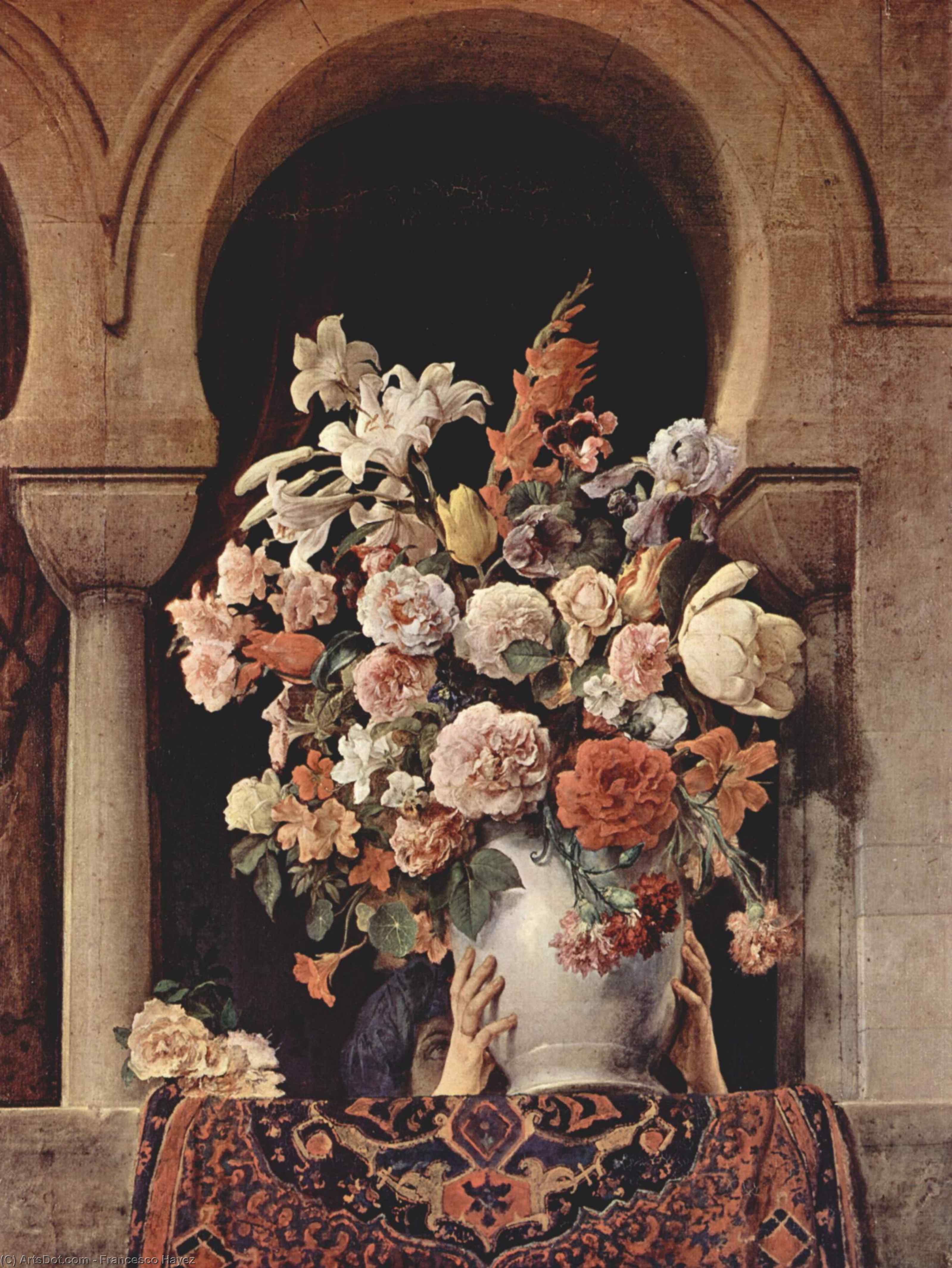Vase Of Flowers On The Window Of A Harem — Francesco Hayez