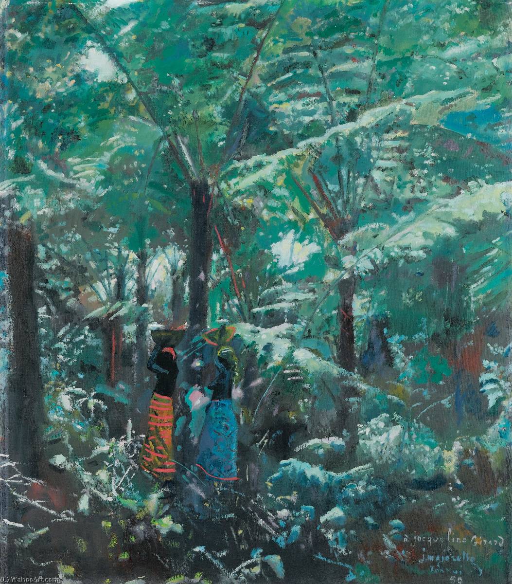 Deux Femmes Africaines Dans Une Forêt De Fougères Géantes — Jacques Majorelle