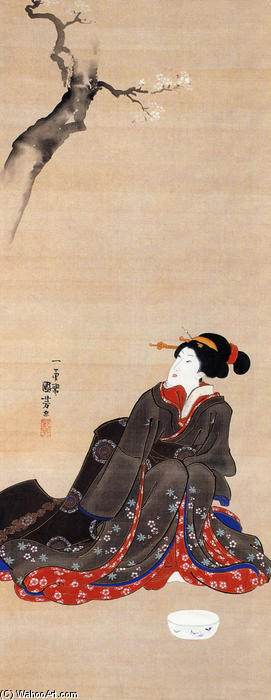 Woman Seated Under A Cherry Blossoms — Utagawa Kuniyoshi