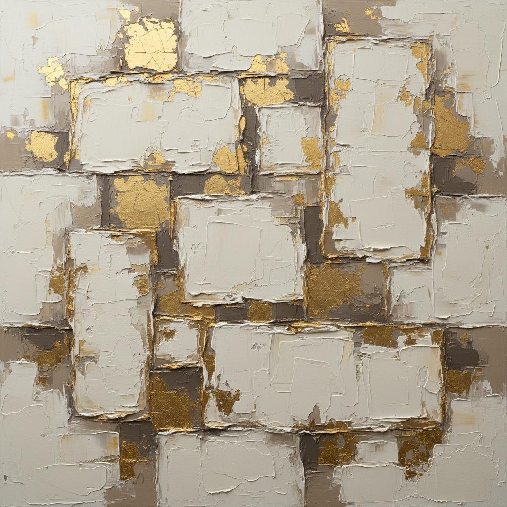 Fragmentierter Monolith In Vergoldeter Erde Und Skulpturalem Cremefarbenem Impasto — David Moreau