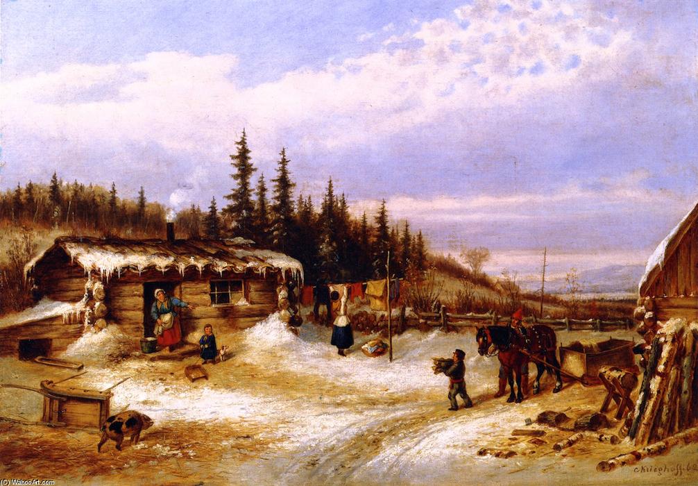 Log Hut On The St. Maurice — Cornelius David Krieghoff