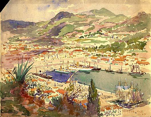 Harbor, Nice, (painting) — Phineas E Paist
